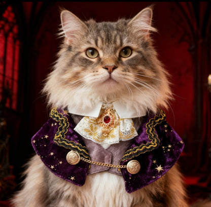 Royal Earl Scarf (With purple starry fabric) 星空皇室伯爵圍巾（深紫色）