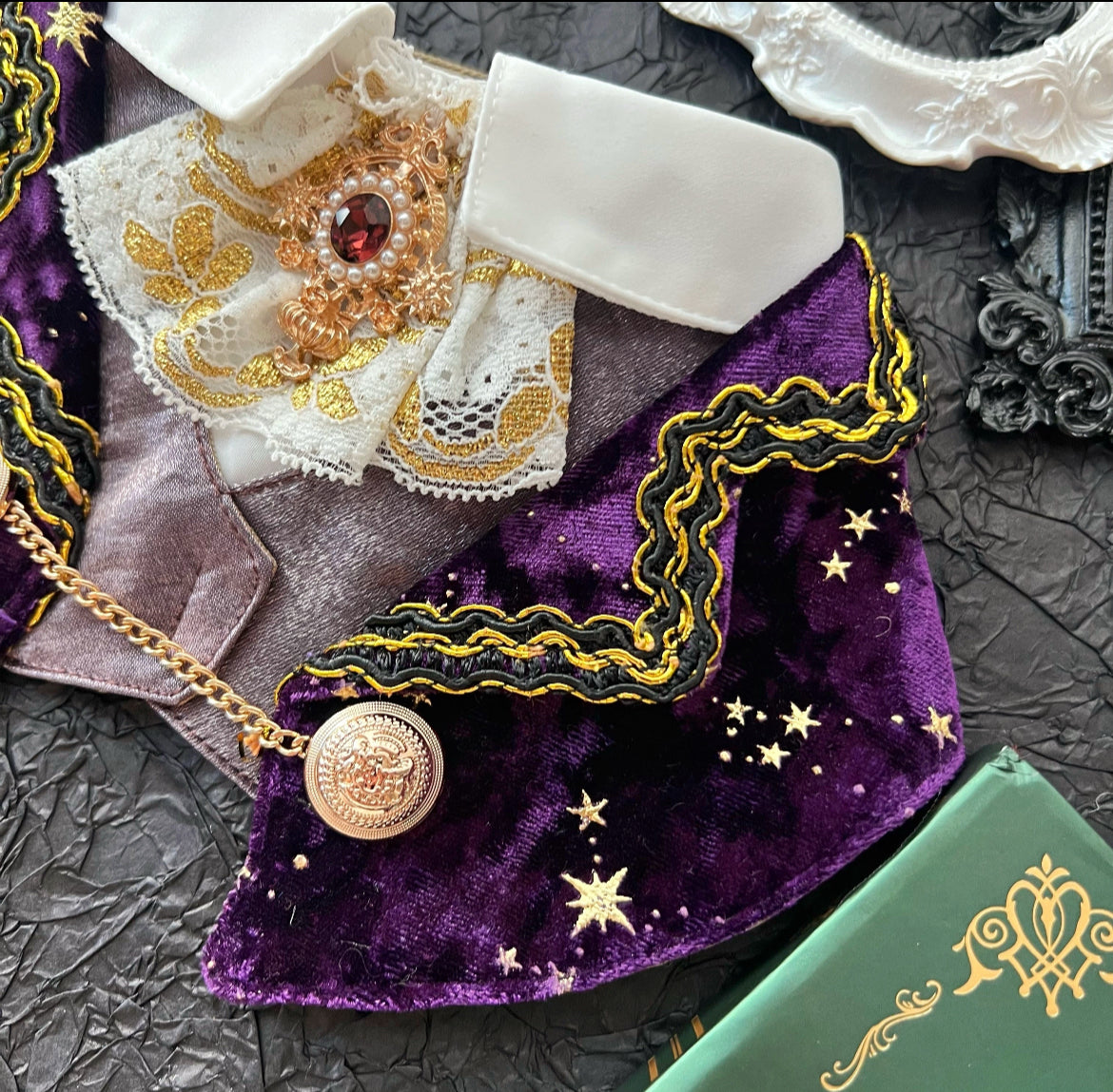 Royal Earl Scarf (With purple starry fabric) 星空皇室伯爵圍巾（深紫色）