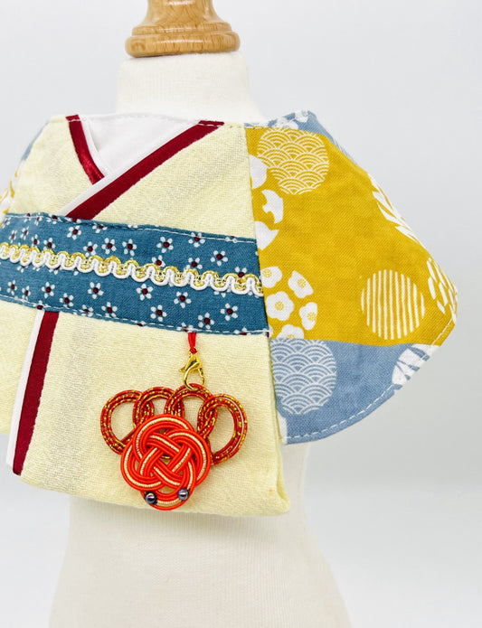 Summer Festival Kimono Pet Scarf with Goldfish Mizuhiki product image 2 | GutsDogCom