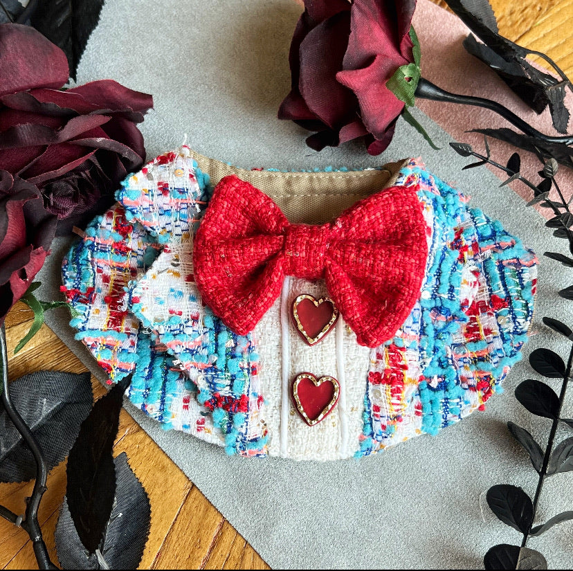 GDC0530 藍紅粗毛編織西裝圍巾