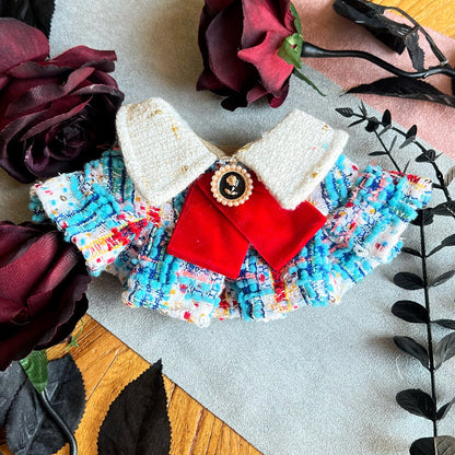 GDC0499 藍紅粗毛編織女裝圍巾