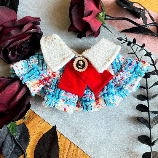 GDC0499 藍紅粗毛編織女裝圍巾