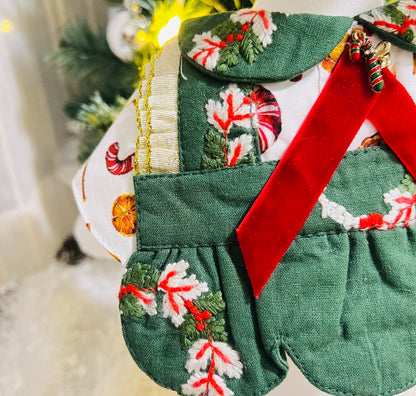 GDC0491 聖誕糖果花圈泡泡裙圍巾