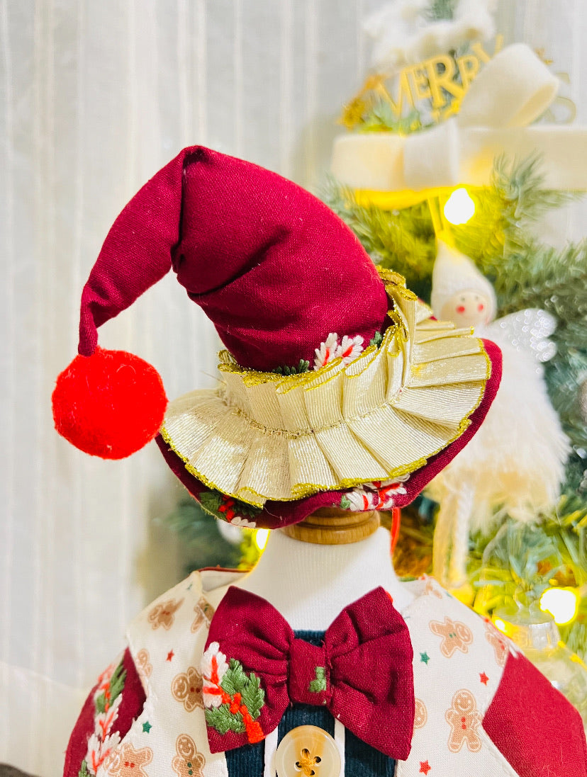 GDC0482 聖誕花圈精靈帽  (紅色)