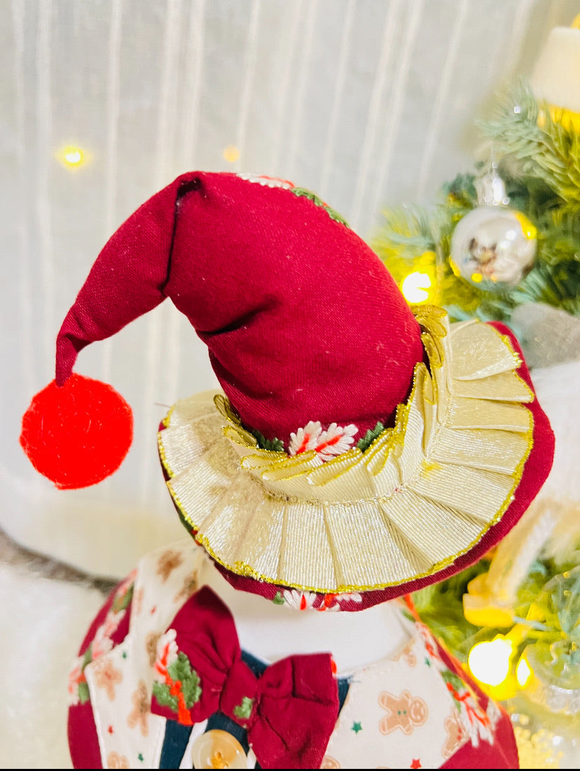 GDC0482 聖誕花圈精靈帽  (紅色)