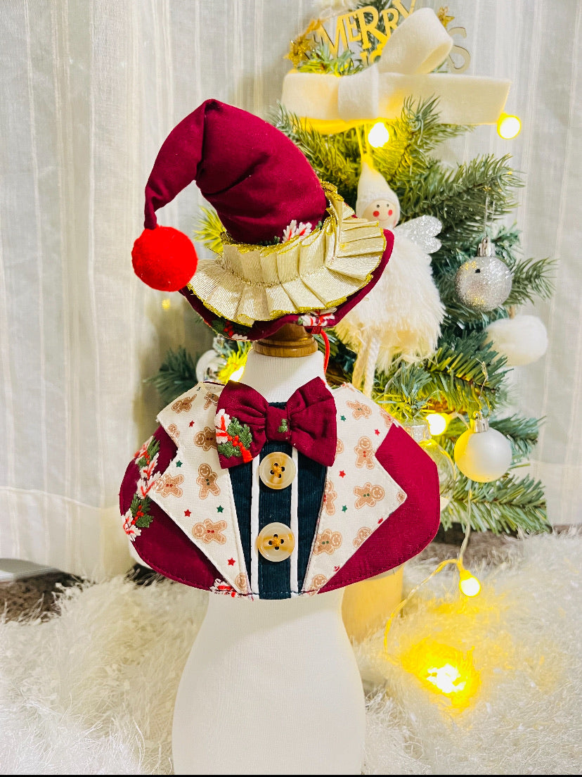 GDC0482 聖誕花圈精靈帽  (紅色)