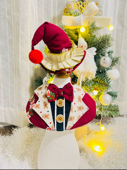 GDC0482 聖誕花圈精靈帽  (紅色)