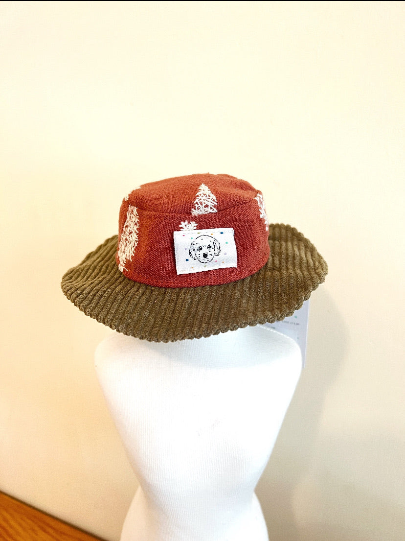 GDC0471 山系刺繡鹿漁夫帽（紅色）