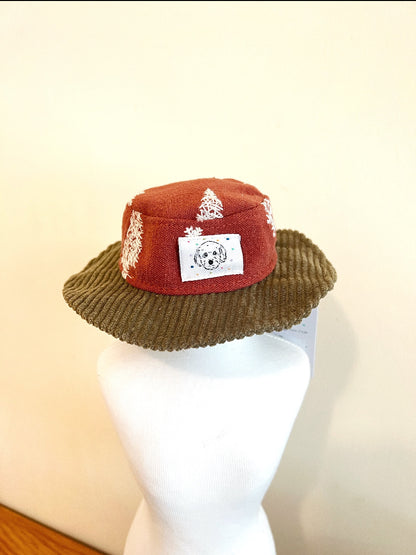 GDC0471 山系刺繡鹿漁夫帽（紅色）