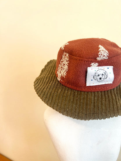 GDC0471 山系刺繡鹿漁夫帽（紅色）