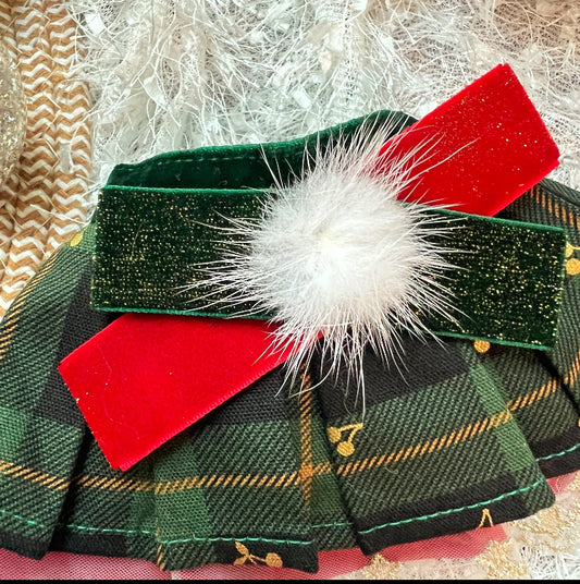 Bling Cherry Pleated Pet Scarf - Green product image 2 | GutsDogCom