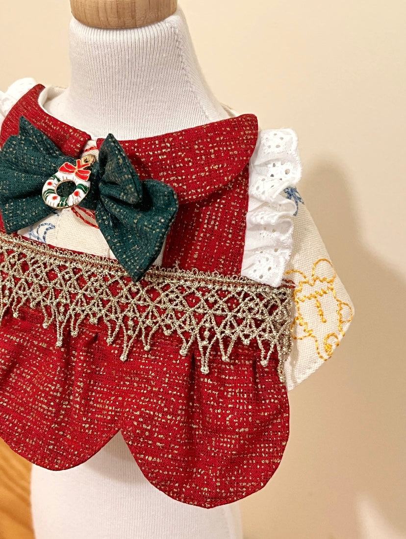 GDC0391 聖誕party泡泡裙刺繡圍巾